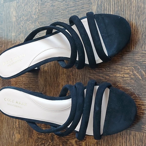 Cole haan grand series strappy mule sandals, black suede - Picture 4 of 6